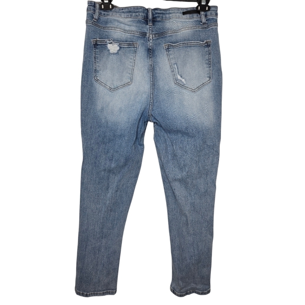 RISEN Womens High Rise Stretch Distressed Medium Wash Denim Jeans Size 15/32 - Picture 2 of 9